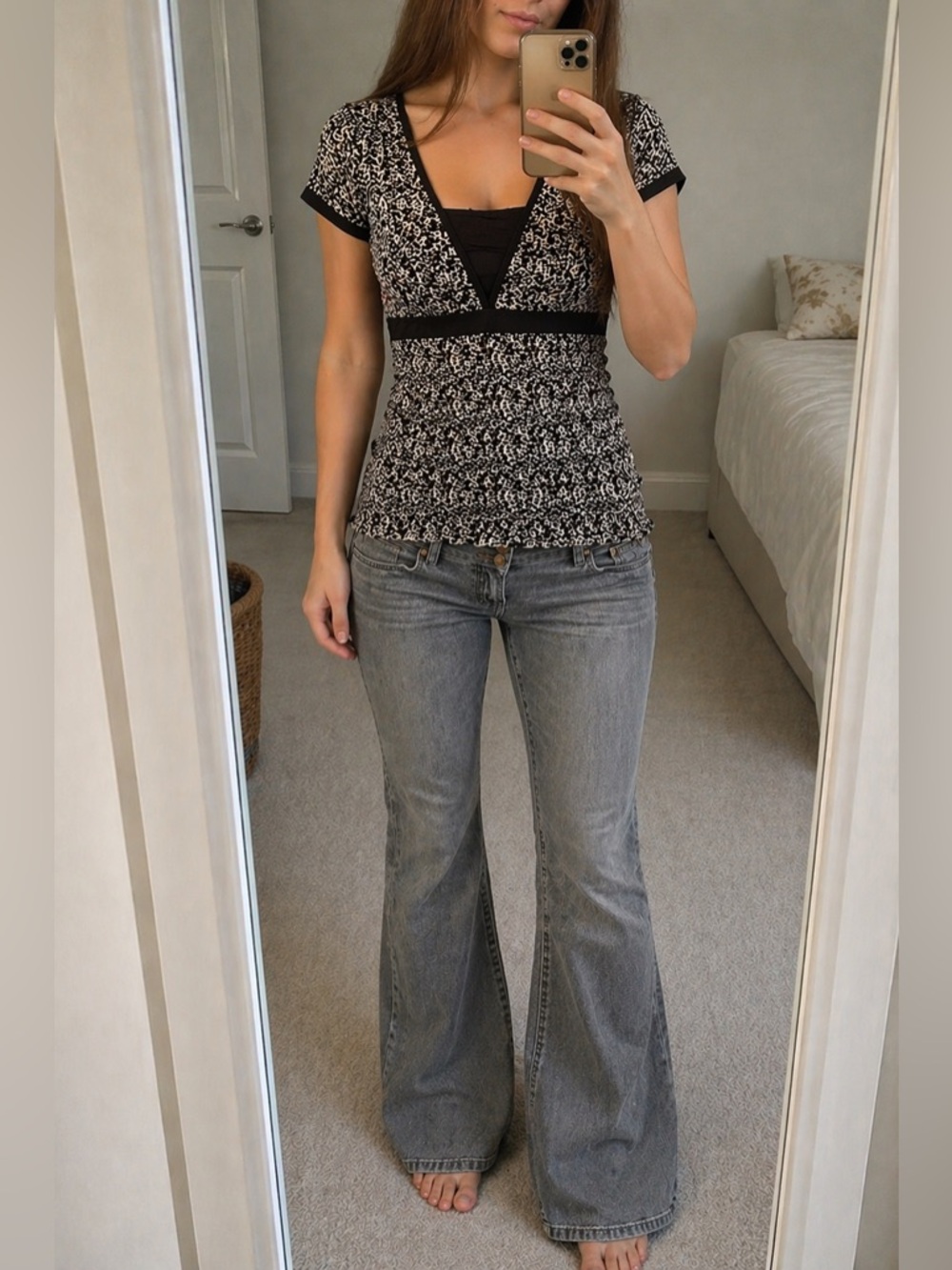 Vintage Y2K Abstract Babydoll Blouse Women Medium Coquette Going Out‎ Top 2000s